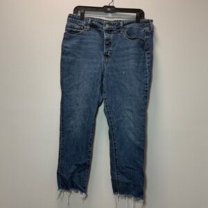 Old Navy OG Straight Women's Jeans - Classic Denim Blue - Raw Hem / Frayed Hem